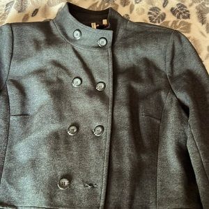 Petticoat Alley dark charcoal grey color military style jacket fabric supersoft